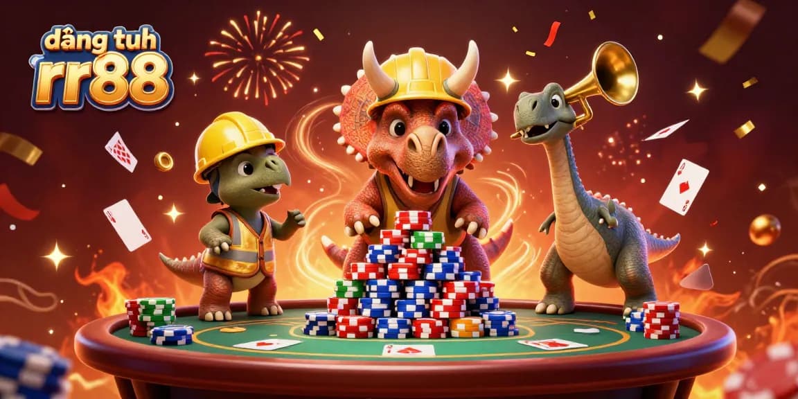 Engage in exciting gameplay while đăng ký rr88 with a vibrant scene of gambling elements and celebration.