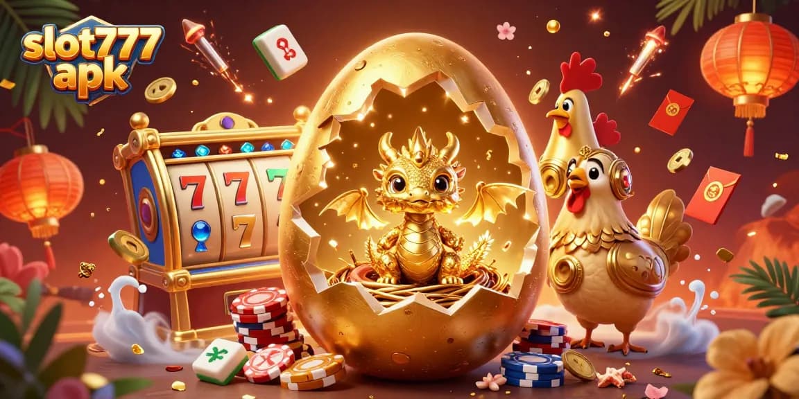 Experience thrilling gameplay with slot777 apk featuring golden dragons and poker chips