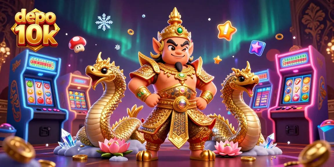 Slot permainan depo 10k hadir dengan simbol kemenangan dan suasana seru.