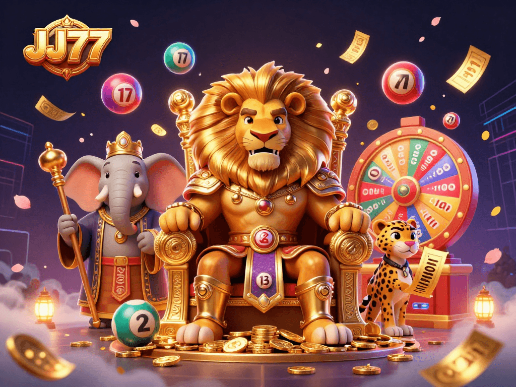 JJ77 offers thrilling gaming experiences with lottery balls, winnings, and dynamic casino elements.