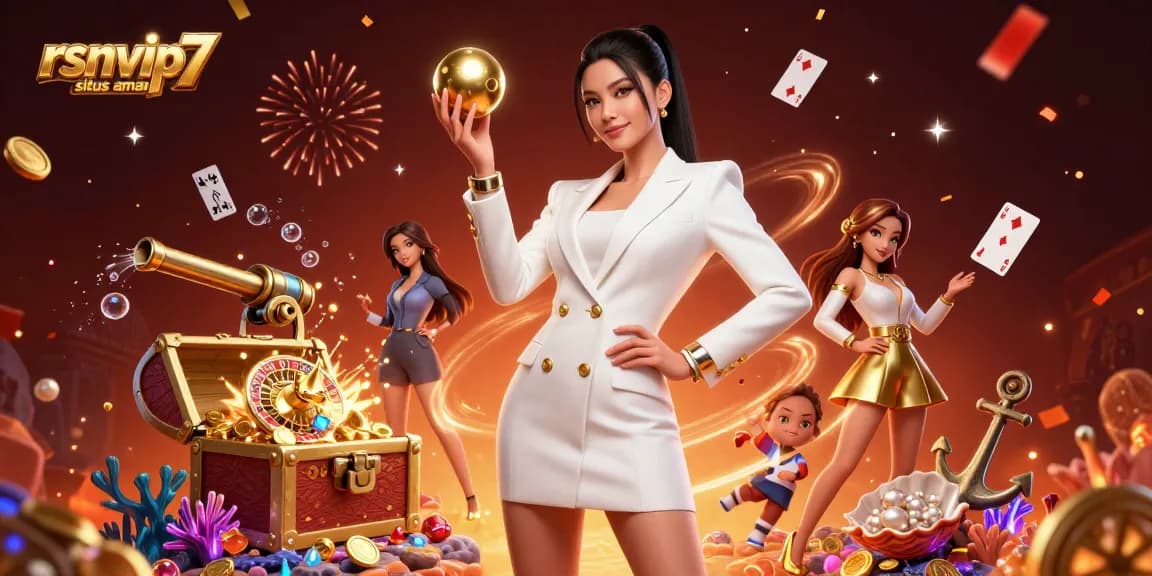 Experience thrilling games at rsnvip7 situs aman with vibrant graphics featuring a confident Asian woman.