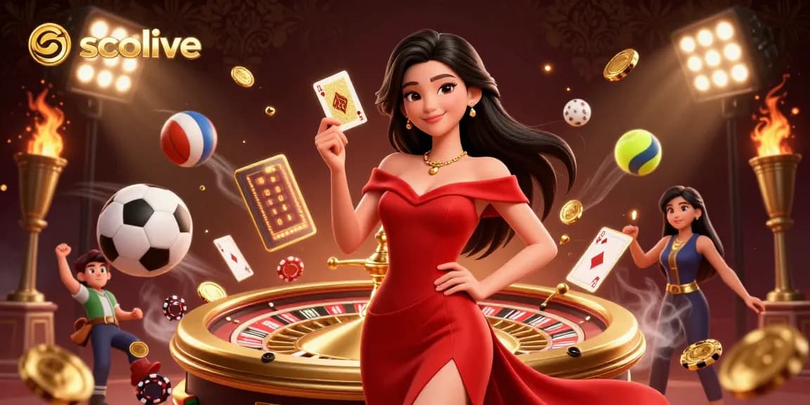Socolive offers dynamic live sports betting experiences with a confident woman beside a roulette wheel.