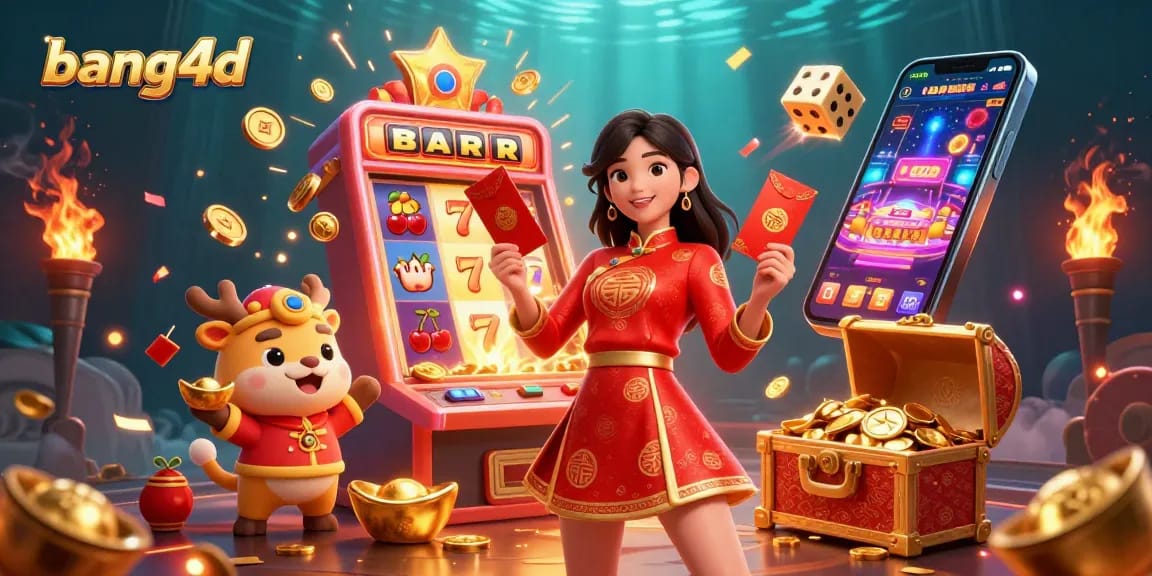 Experience the thrill of bang4d with a captivating Lunar New Year casino scene bursting with excitement.