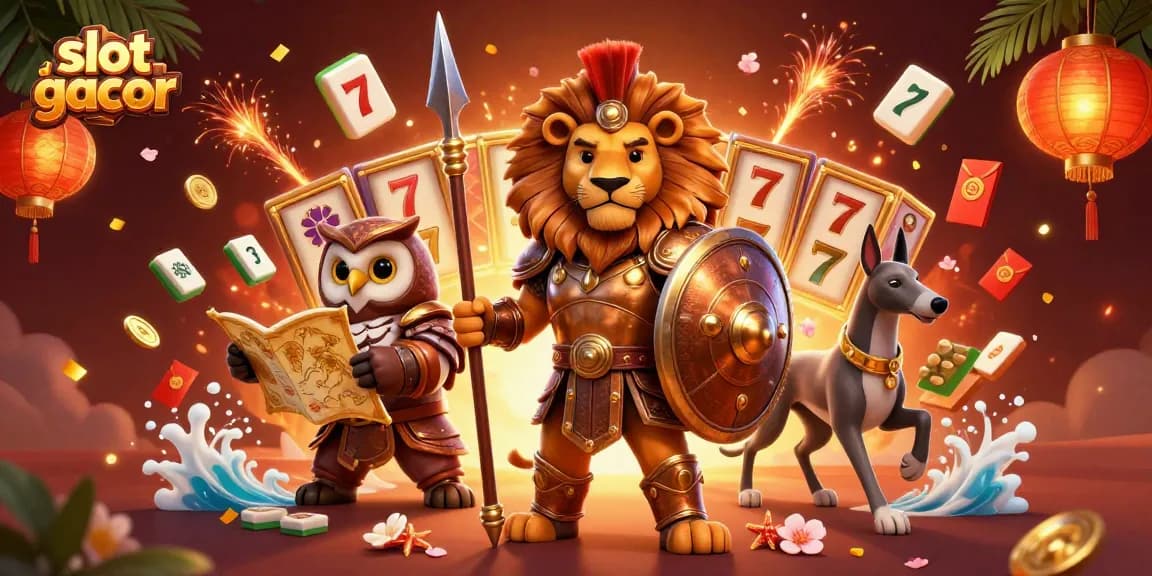 Win big with slot gacor action in this vibrant 3D casino-themed illustration.
