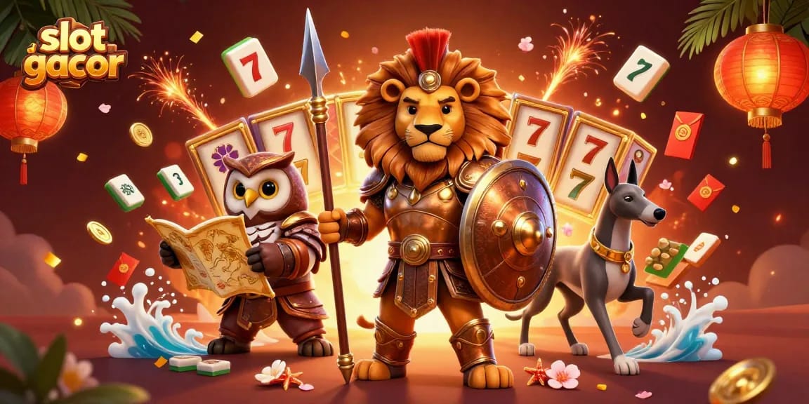 Win big with slot gacor action in this vibrant 3D casino-themed illustration.