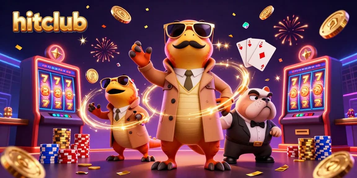 Experience winning moments at hitclub with raptors in a trench coat entering a VIP casino
