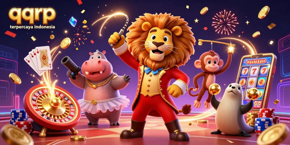 Experience the fun at QQRP terpercaya indonesia with vibrant gaming elements and 3D cartoon characters.