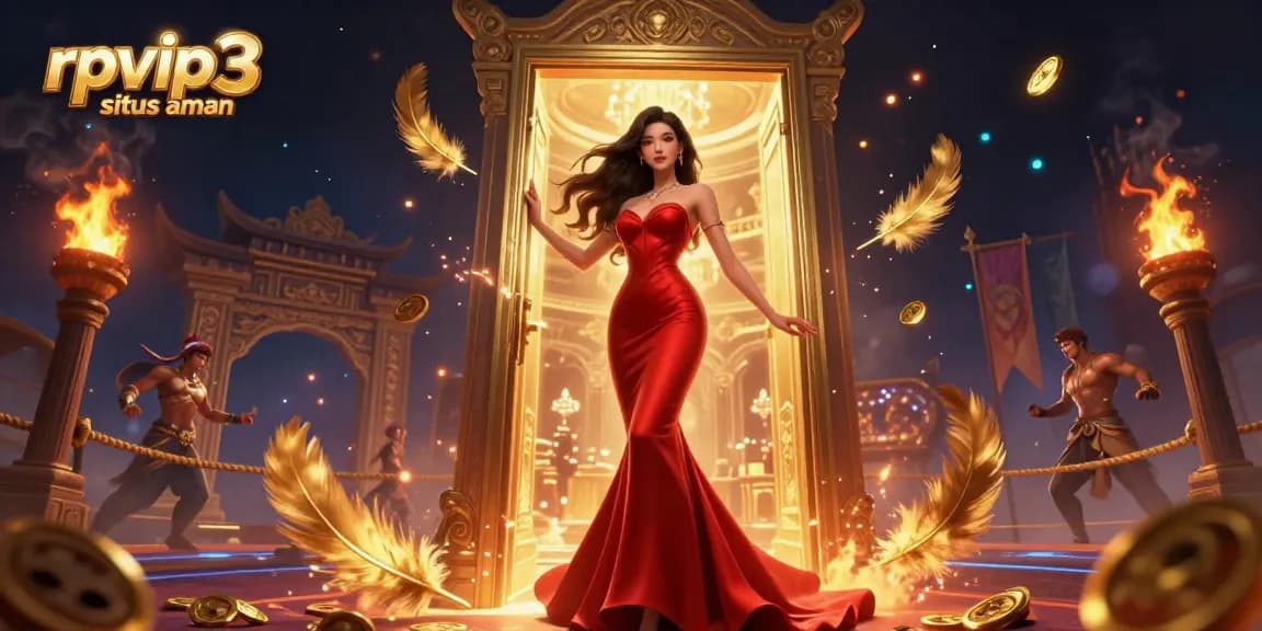 Experience thrilling gaming at rpvip3 situs aman with a luxurious casino entrance illustration showcasing vibrant elements.
