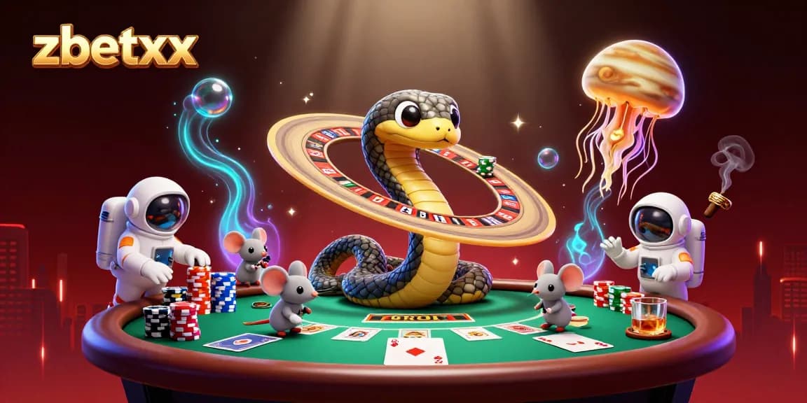 Engage in thrilling bets with zbetxx at the cosmic casino featuring cartoon characters in a dynamic scene.
