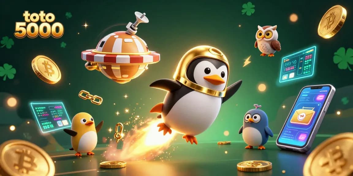 Experience gaming excitement with toto 5000 as the golden penguin rockets to a cosmic casino!