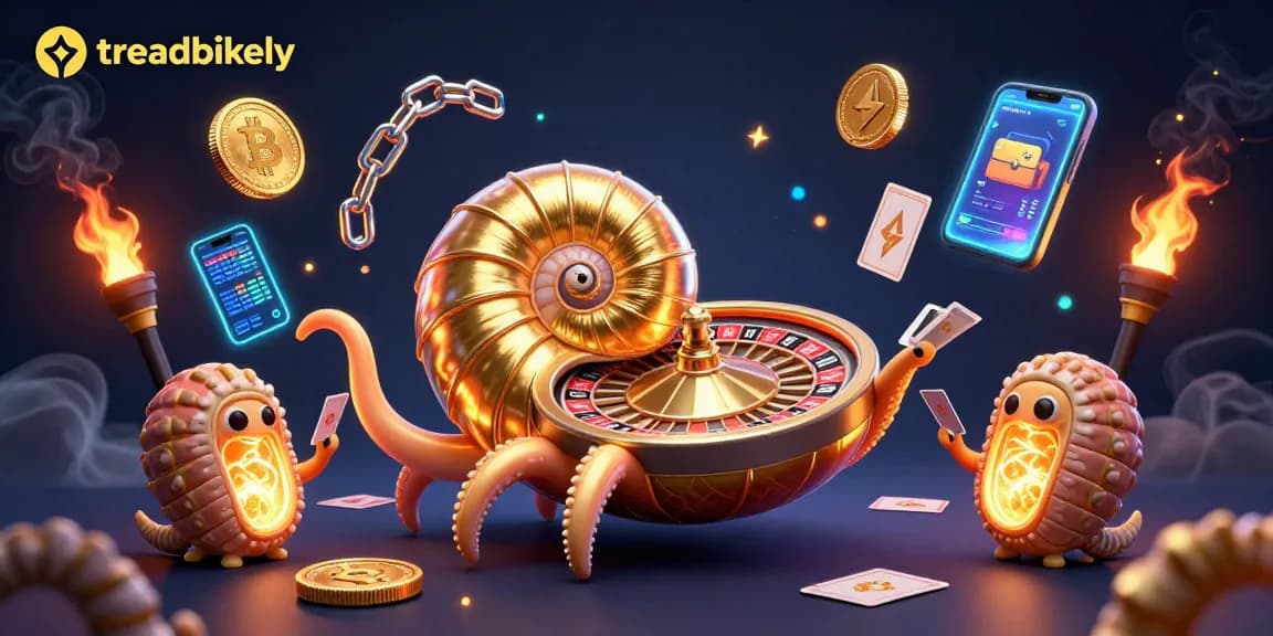 Engage in thrilling gameplay with treadbikely's vibrant 3D casino scene featuring a nautilus roulette wheel.