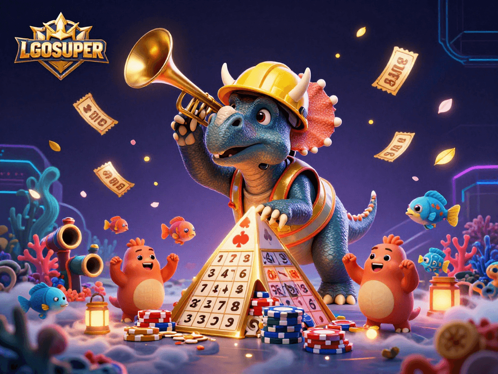 Celebrate winnings on LGOSUPER with vibrant underwater action and casino fun in a dynamic game scene.