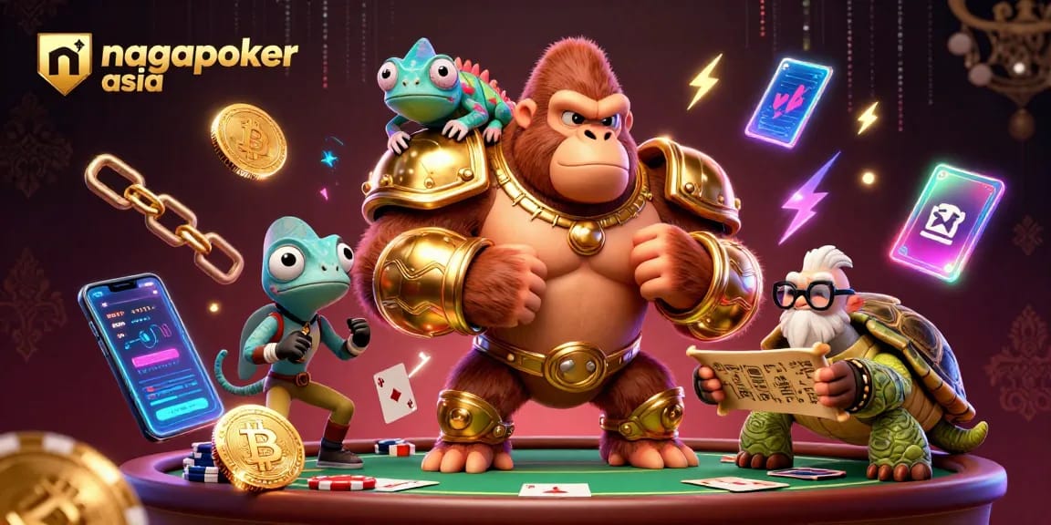 Engage with nagapoker asia's dynamic poker world featuring vibrant characters and energetic casino elements.