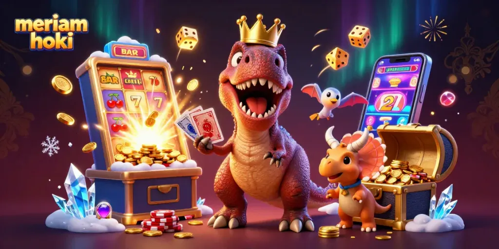 Meriam hoki menawarkan pengalaman mendebarkan dengan T-Rex yang berusaha membagikan kartu.