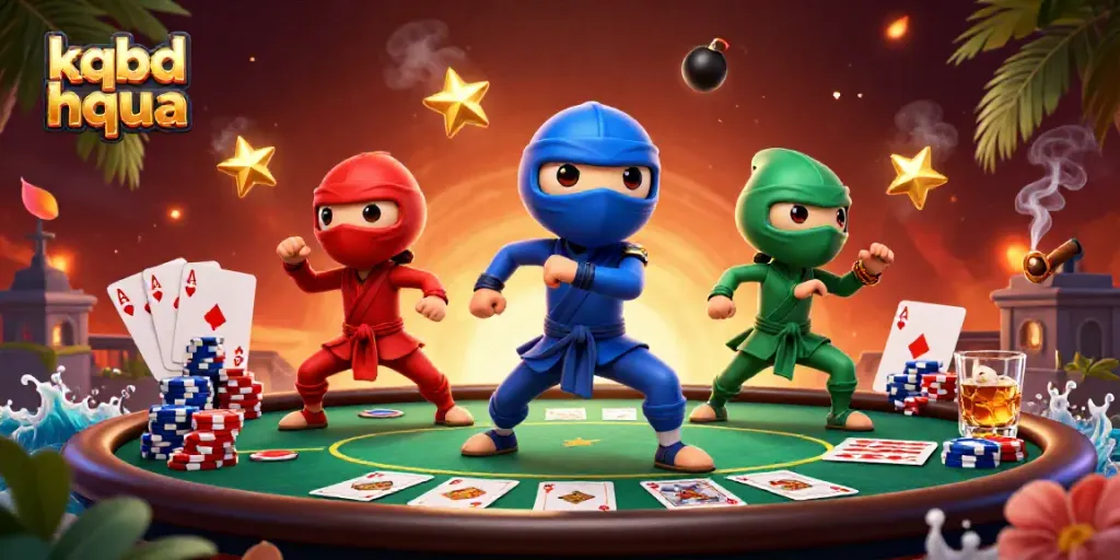 Witness the thrilling martial arts action of kqbd hqua as chameleon ninjas interact with poker elements.