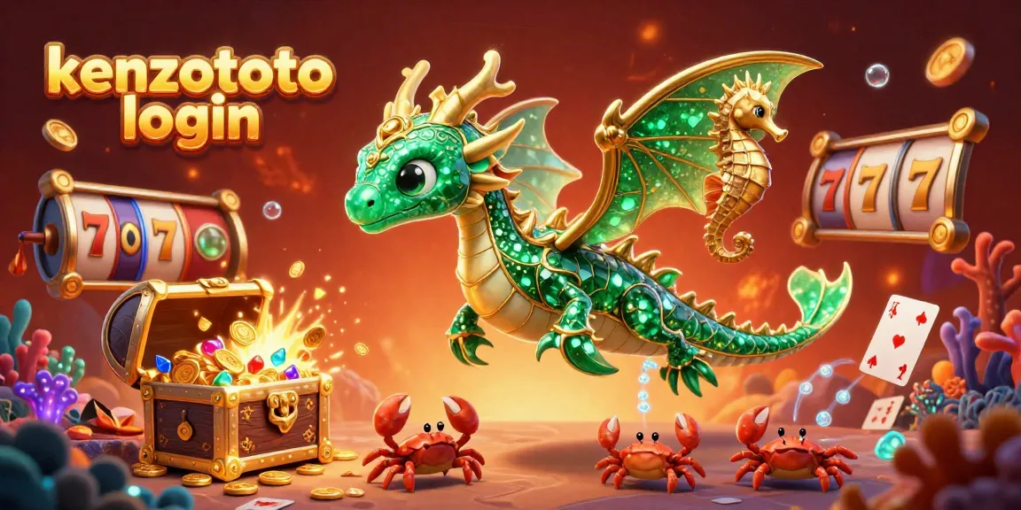 Engage in exciting gameplay with kenzototo login, featuring a stunning treasure scene and vibrant casino graphics.