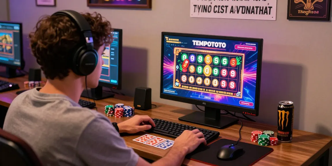 Exciting online gaming scene featuring TEMPOTOTO platform with player engaging in togel and slot games.