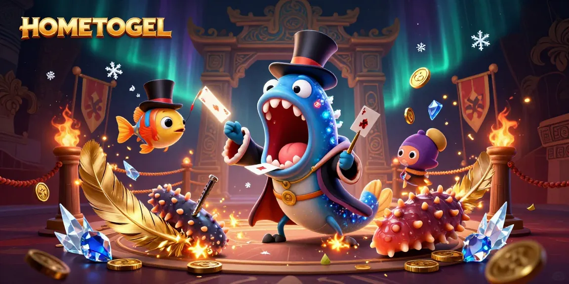 Experience HOMETOGEL's thrilling magic act featuring animated sea creatures and vibrant gambling elements.