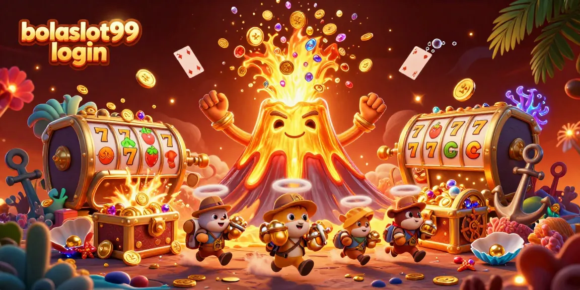 Engage with bolaslot99 login and play exciting slot games amidst treasure and vibrant animation.