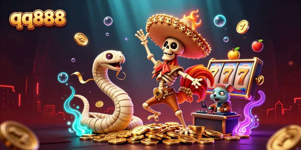 Experience the excitement of qq888 casino with vibrant characters and gaming elements.
