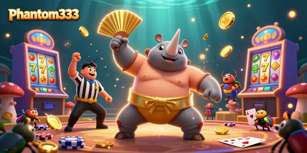 Engage with spectacular gameplay featuring phantom333 amidst vibrant slot machines and lively characters.