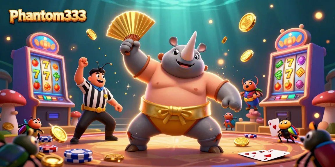 Engage with spectacular gameplay featuring phantom333 amidst vibrant slot machines and lively characters.