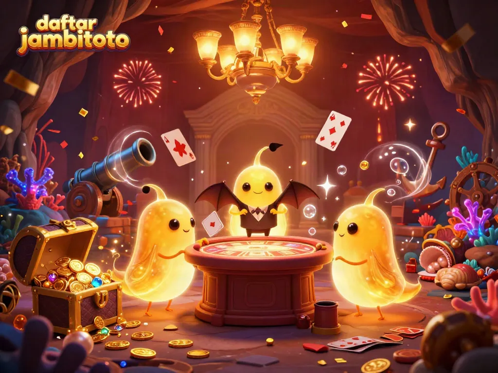 Experience the excitement of daftar jambitoto with a vibrant 3D casino scene illuminated by bioluminescent glowworms.