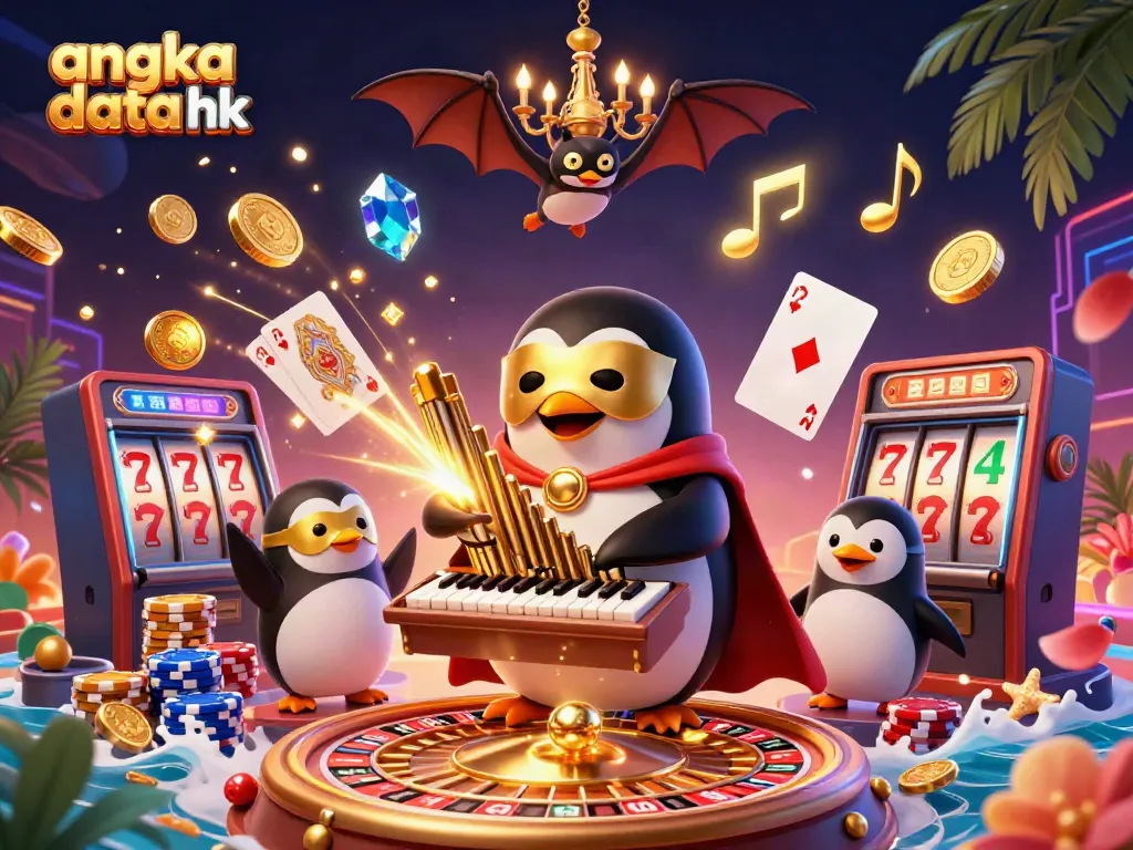 Angka data hk yang terupdate dengan ilustrasi kucing hantu dan koin emas yang berterbangan.