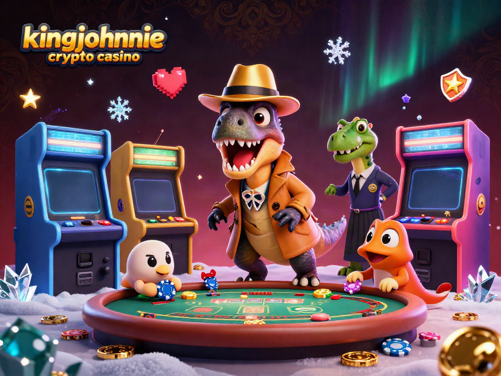 Experience the excitement at kingjohnnie crypto casino with vibrant characters and engaging casino elements.