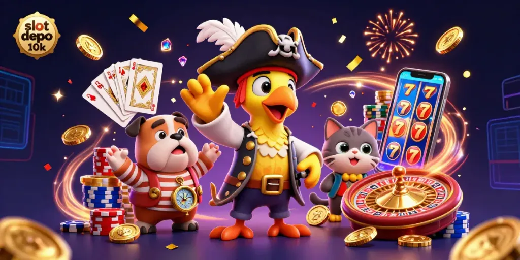 Spin to win with slot depo 10k as the pirate captain leads the casino treasure hunt!