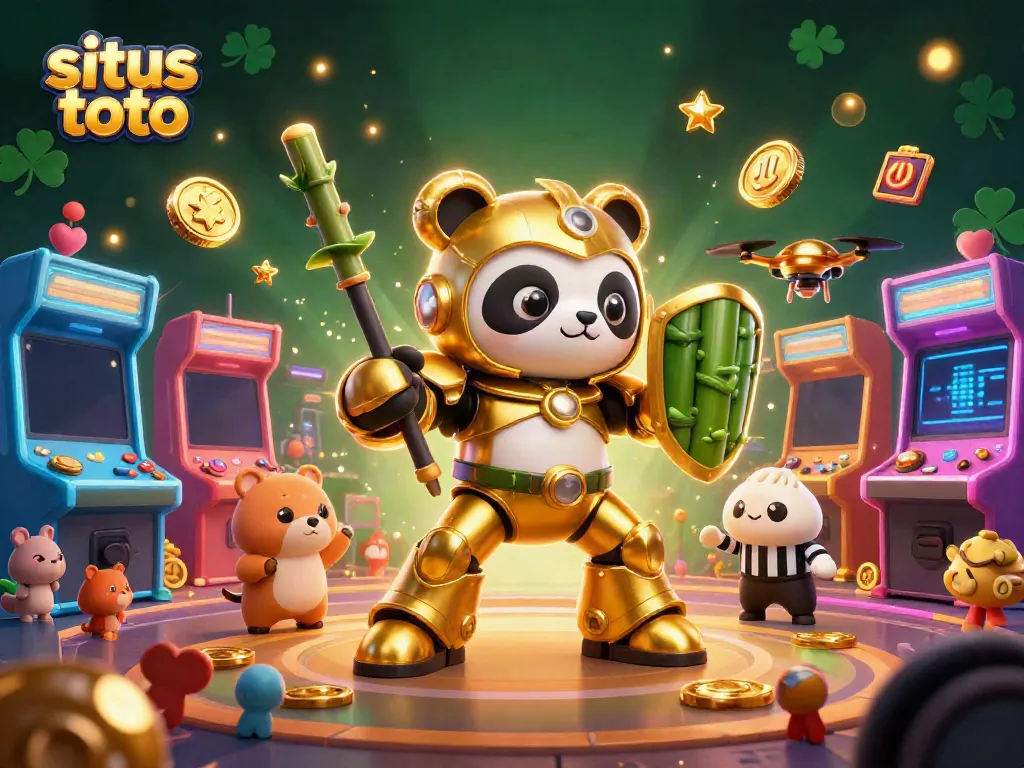 Experience thrilling gameplay with situs toto in this colorful 3D casino scene filled with gaming excitement.