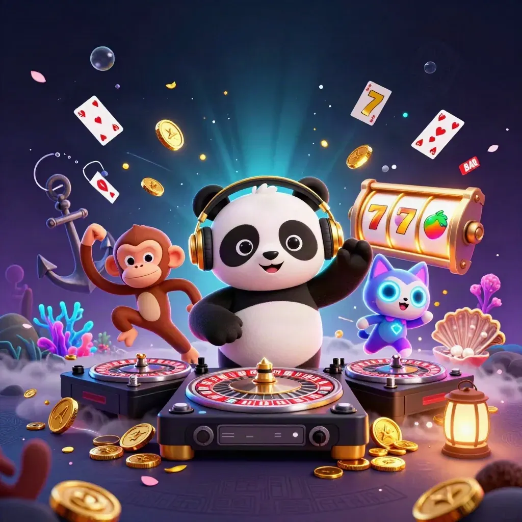 Panda DJ, monyet breakdance, dan kucing glow-stick di teluk harta karun neon.