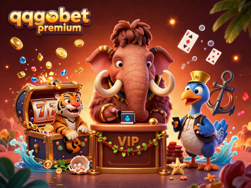 Experience the vibrant casino scene with qqgobetpremium featuring a woolly mammoth bouncer and saber-tooth VIP.