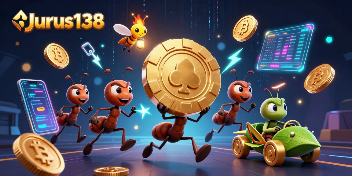 Experience thrilling excitement with Jurus138's vibrant 3D casino adventure featuring ants and crypto.
