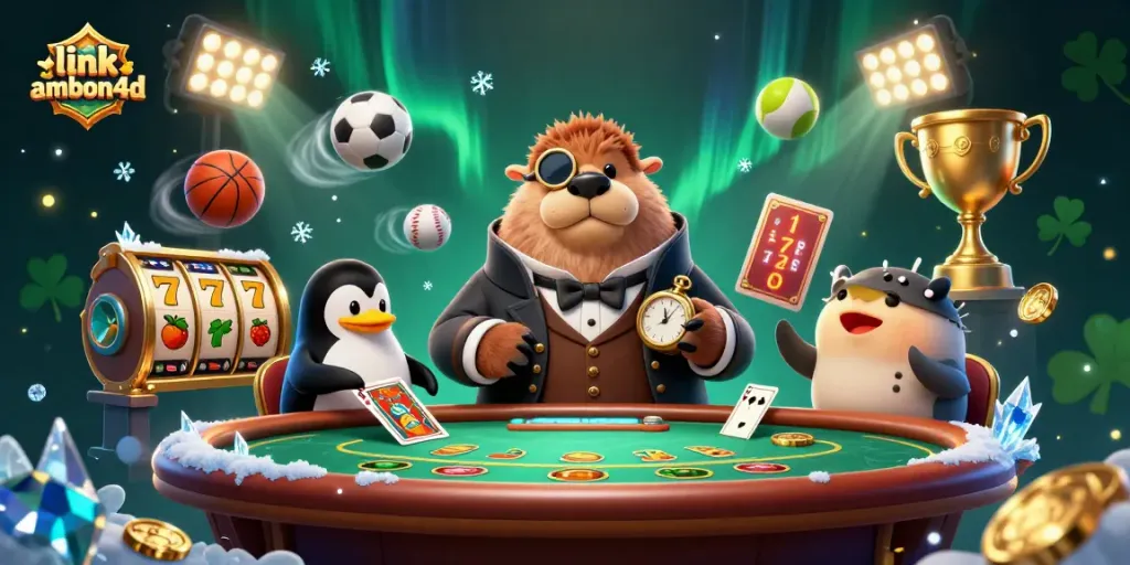 Play poker with unique characters at the underwater table in link ambon4d's vibrant casino scene.