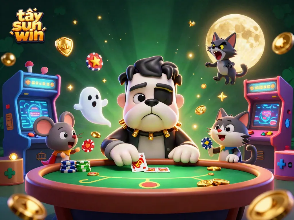 Engage with exciting gameplay as you tải sun win and enjoy card games at a spooky casino table.