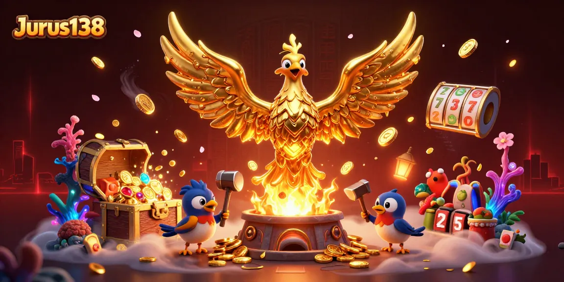 Experience excitement with Jurus138’s molten golden phoenix in a rich casino environment.