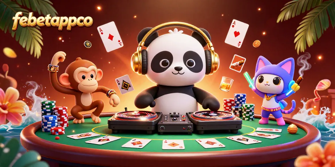 Join the excitement at febetappco with our vibrant 3D casino scene showcasing fun characters and dynamic gaming elements.