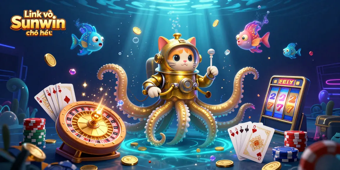 Experience thrilling underwater adventures with Link vào Sunwin chính thức, featuring a kraken, treasure, and casino elements.