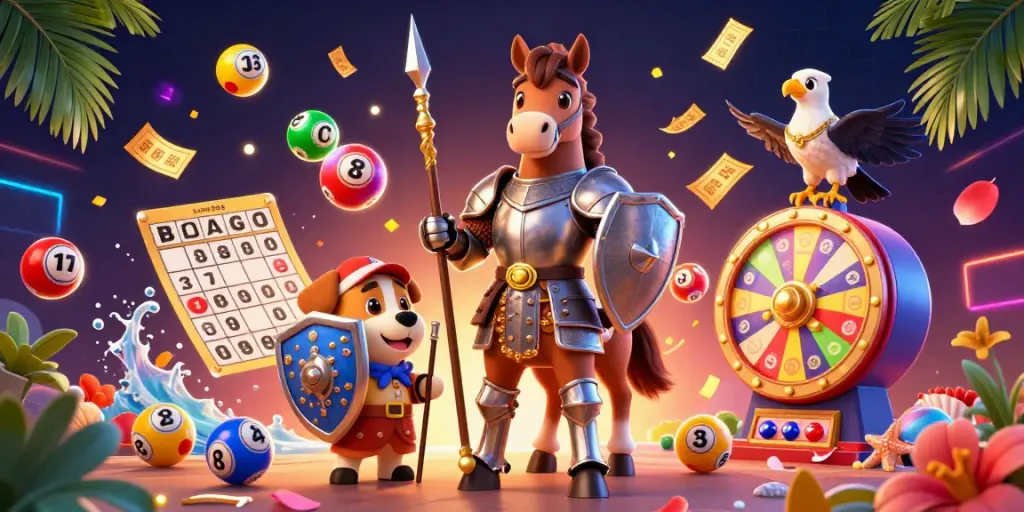 Engage with sawa888's vibrant lottery scene showcasing colorful elements and characters.