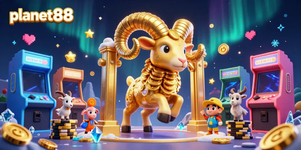 Experience winning with planet88 featuring festive gaming elements and vibrant 3D characters.