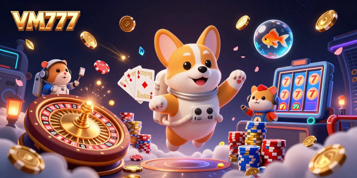 Engage with VM777's thrilling gameplay in an ultra-detailed 3D casino scene.