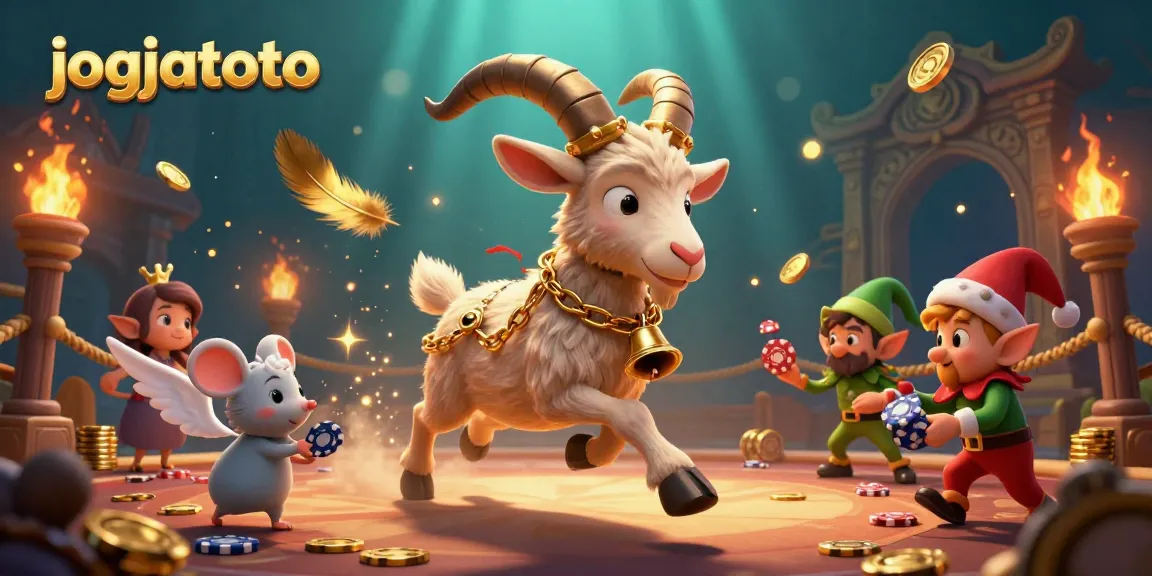 Engage in thrilling fun with jogjatoto at a lively casino with a festive Krampus goat and mischievous gremlins.