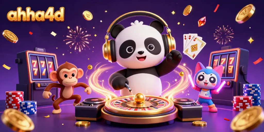 AHHA4D menghadirkan suasana menyenangkan dengan panda DJ, monyet breakdance, dan kucing berpendar.