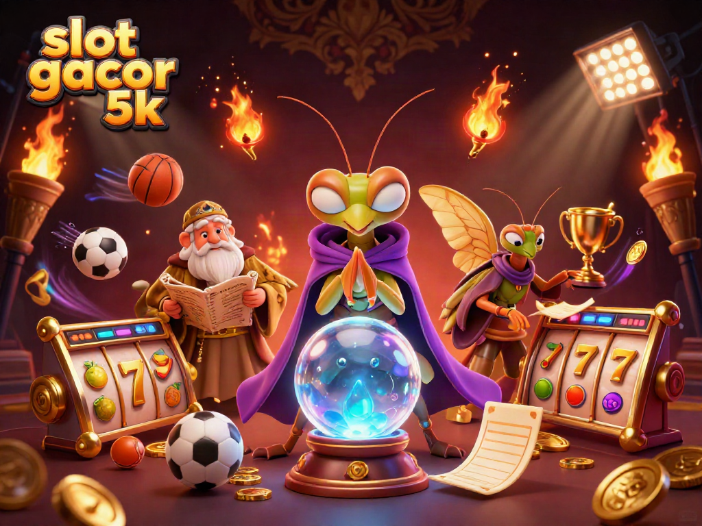 Menggandakan peluang dengan slot gacor 5k melalui ilustrasi berwarna-warni permainan kasino yang menarik.