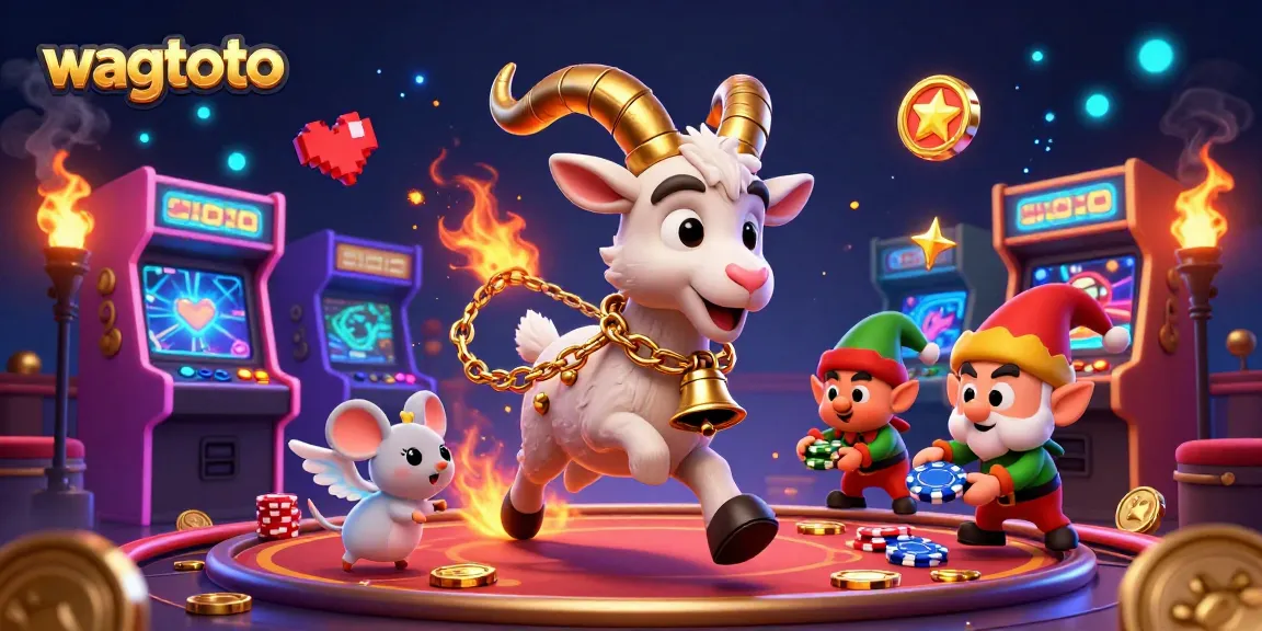 Experience the thrilling action at wagtoto casino, with lively characters including a Krampus goat and mischievous elf gremlins.