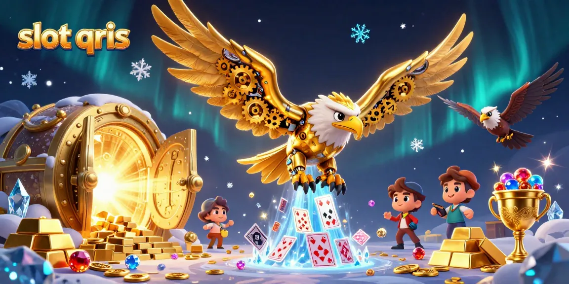 Experience thrilling gameplay with slot qris as a golden eagle dives through holographic cards.