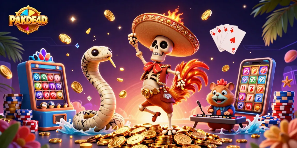 Experience gaming thrills with PAKDE4D's vibrant lottery scene featuring animated characters and exciting visuals.