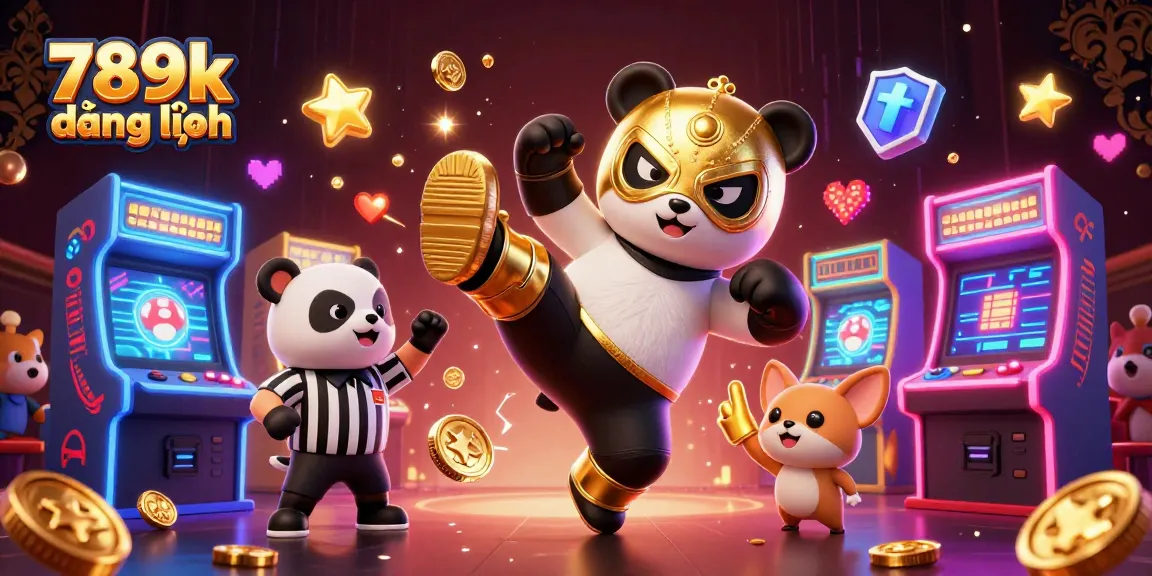 Experience the excitement of 789k đăng nhập with a lively 3D casino scene featuring cartoon characters.