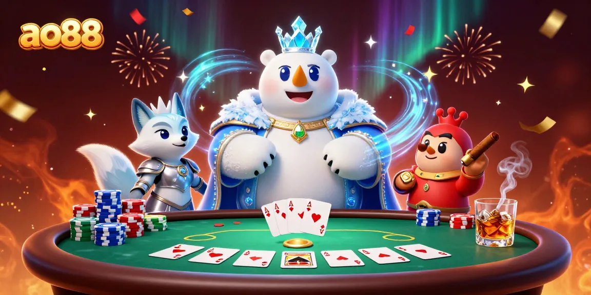 Experience top wins in ao88 with a vibrant scene of casino characters and action.